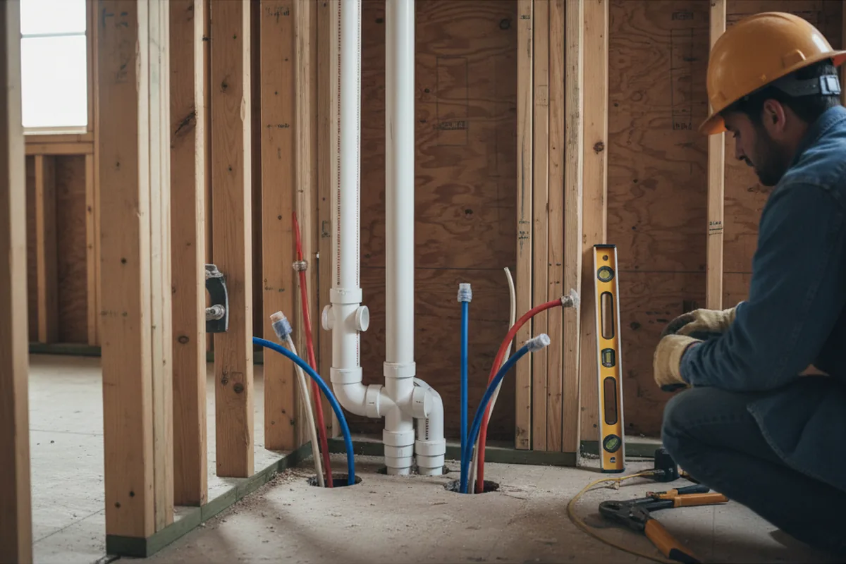 Drain and supply rough-in during Drain Cleaning in North Dartmouth