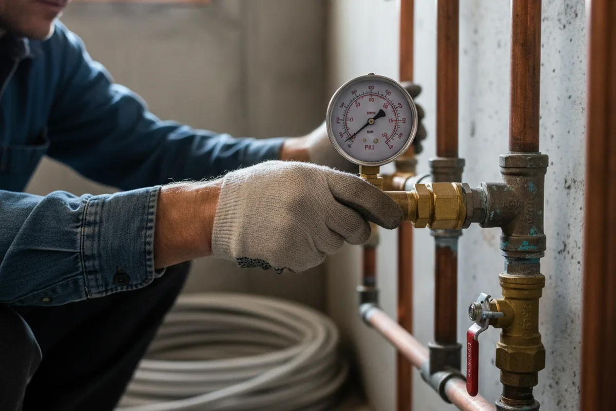 Pressure testing a repaired line during Water Line Repair in North Dartmouth